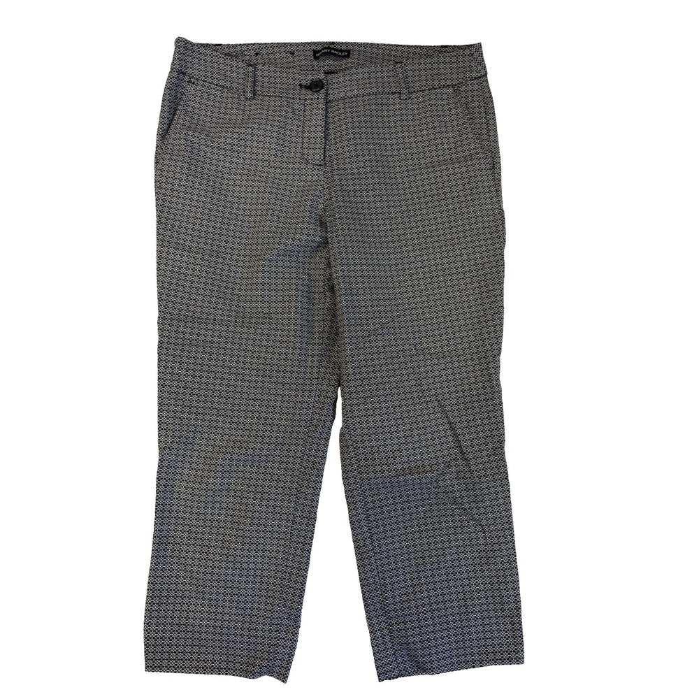 Hilary Radley‎ Women's 8 Black Geometric Stretch Crop Capri Pants Academia Pixie